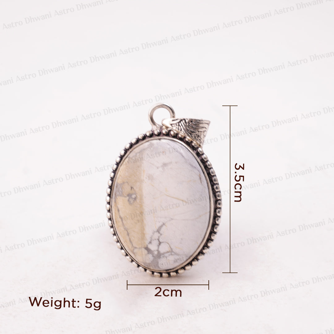 Howlite Oval Stone Pendant - Abhimantrit & Certified