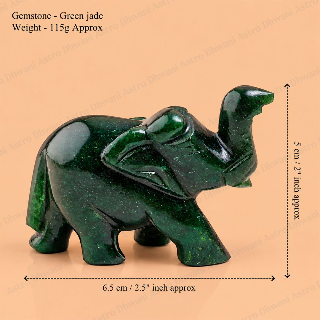 Green Jade Crystal Elephant - Natural