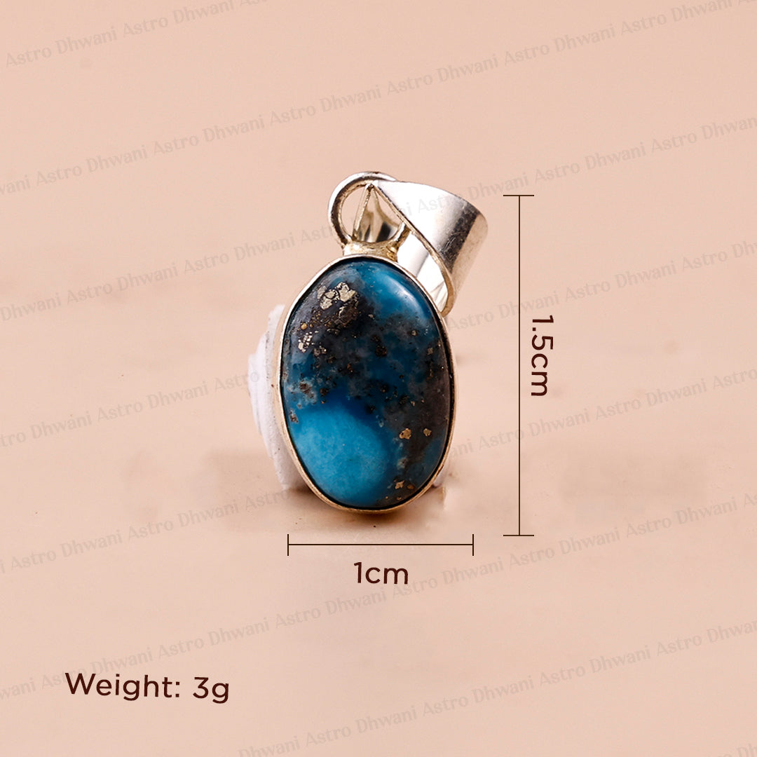 Turquoise Oval Stone Pendant - Abhimantrit & Certified