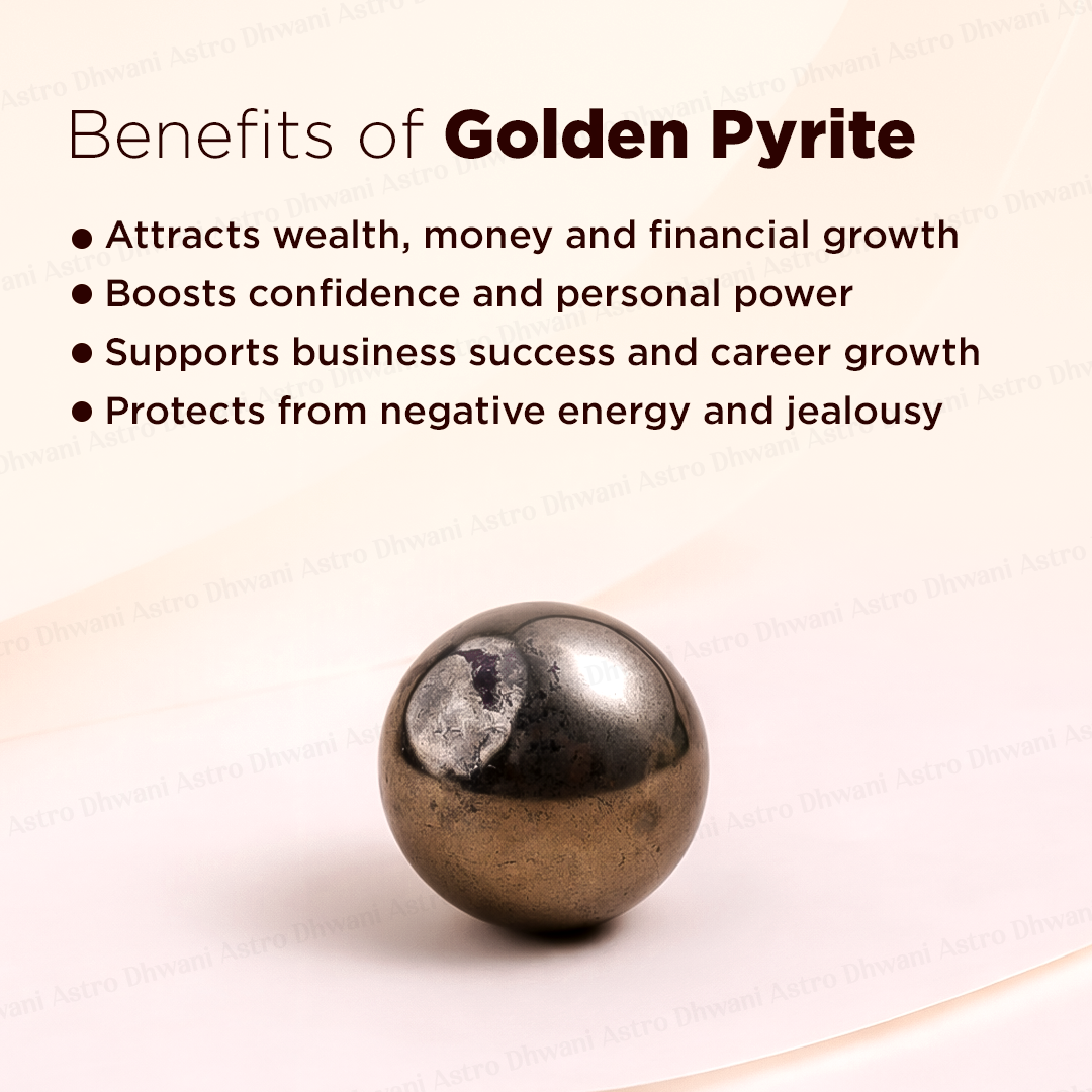 Natural Golden Pyrite Crystal Ball Abhimantrit Certified