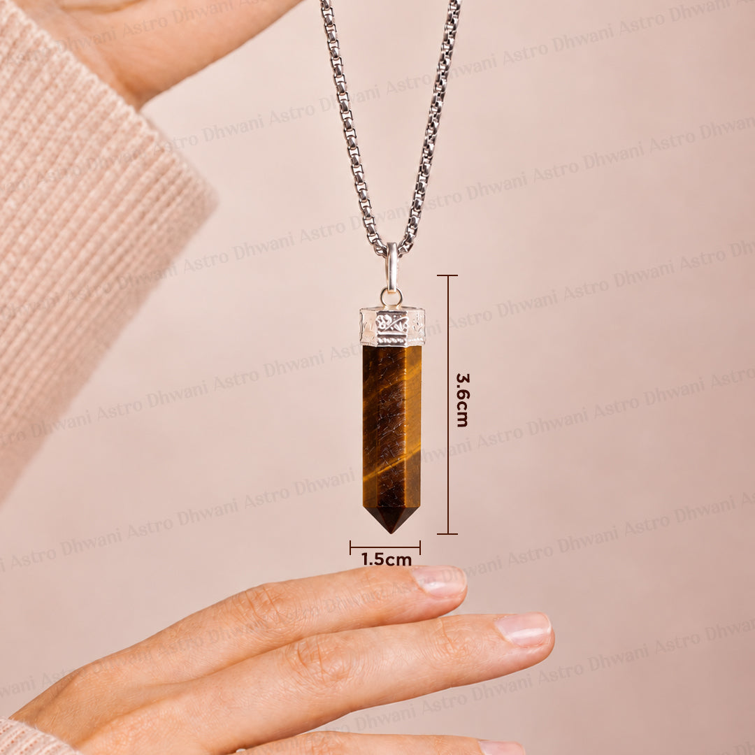 Tiger Eye Pencil Pendant for Courage, Focus & Grounded Confidence