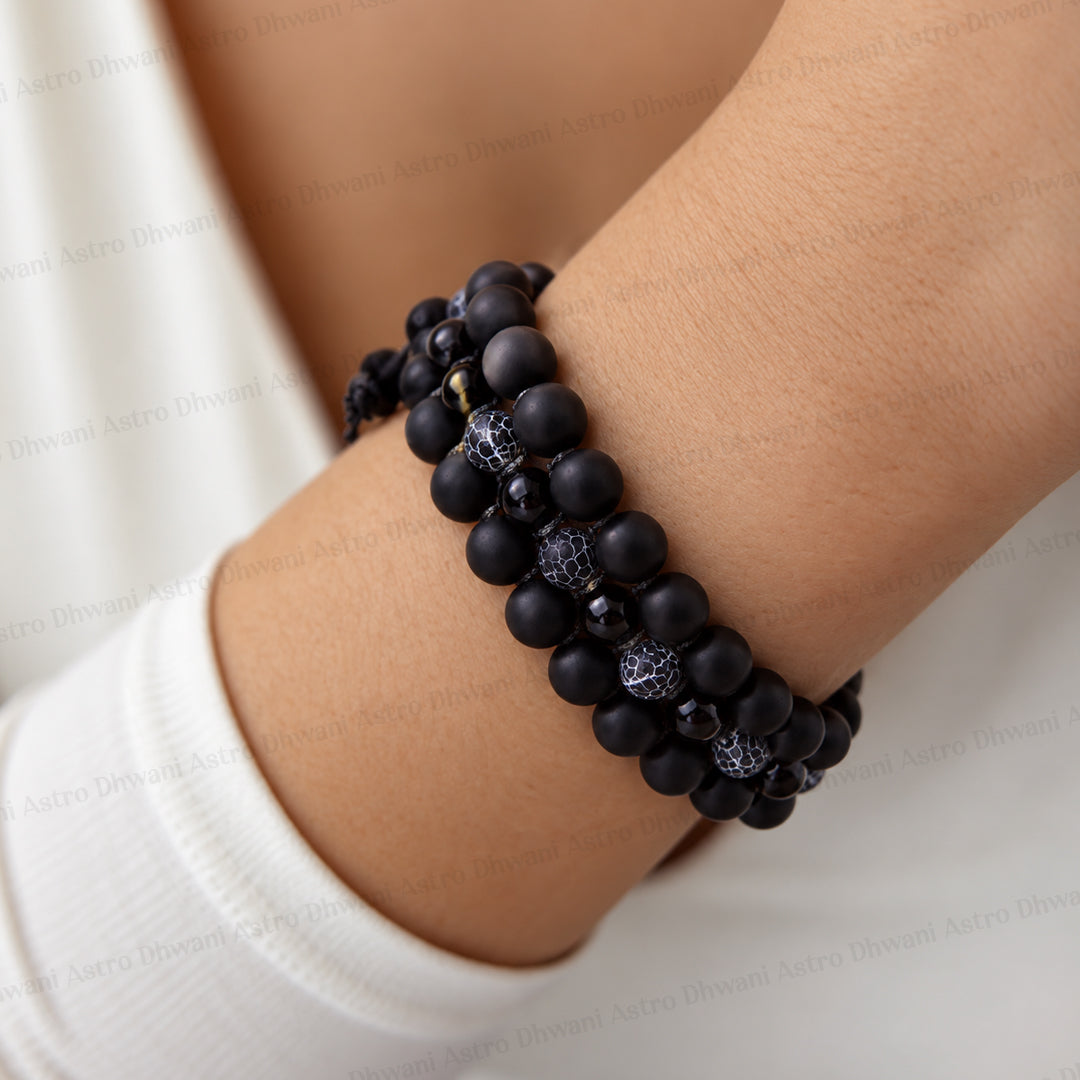 Negative and Evil Protection: Black Onyx Bracelet - Abhimantrit & Certified