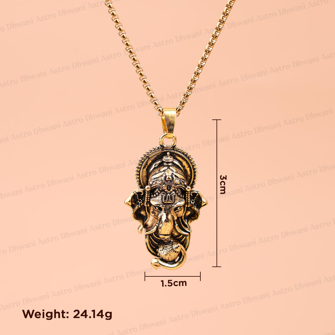 Gold Plated Ganesha Pendant : IGP Plating Pendant - Abhimantrit
