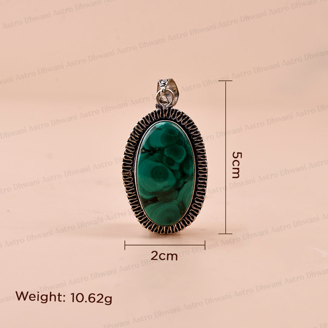 Malachite Oval Pendant - Abhimantrit & Certified