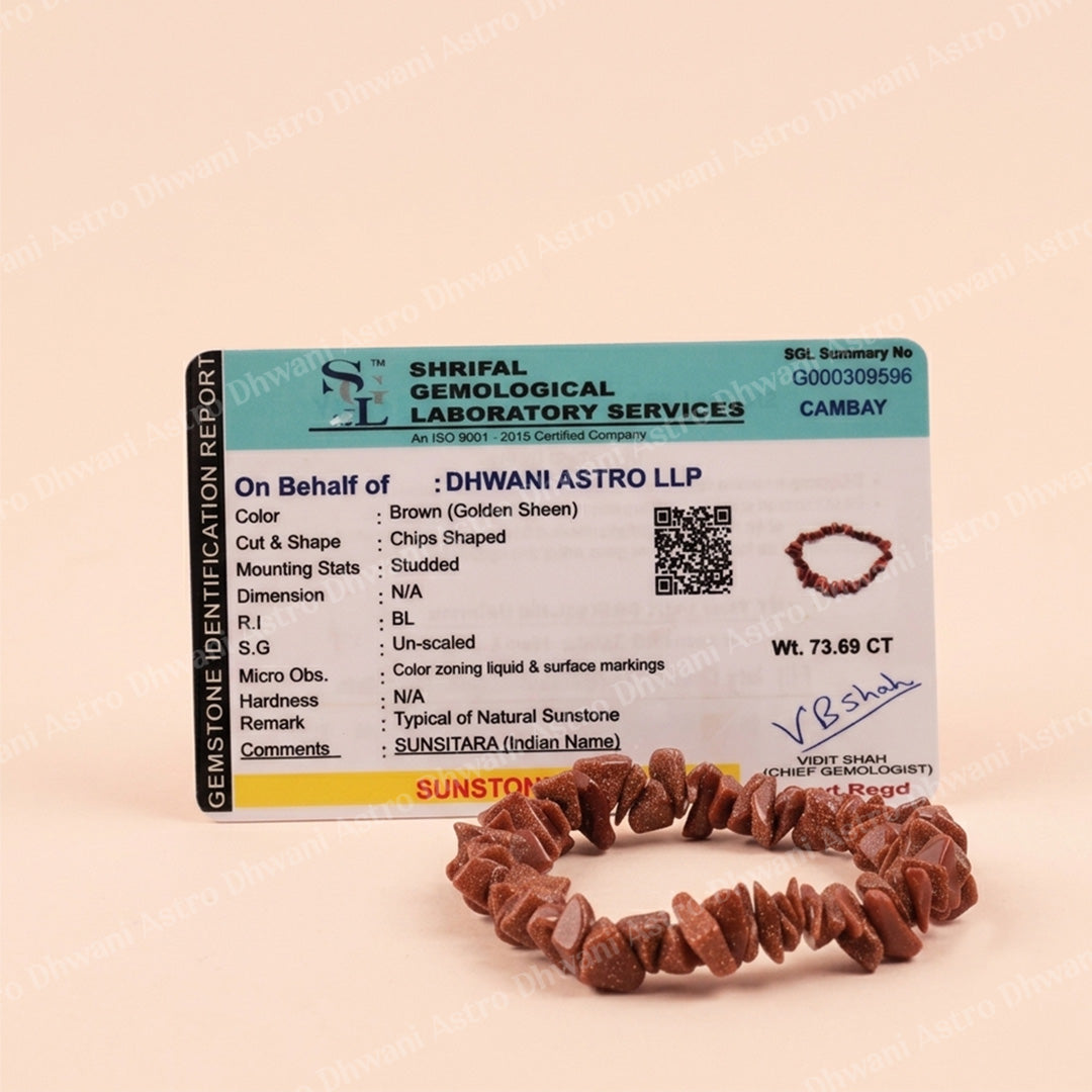 Sunstone Uncut Bracelet For Confidence Positivity Energy Boost - Abhimantrit & Certified
