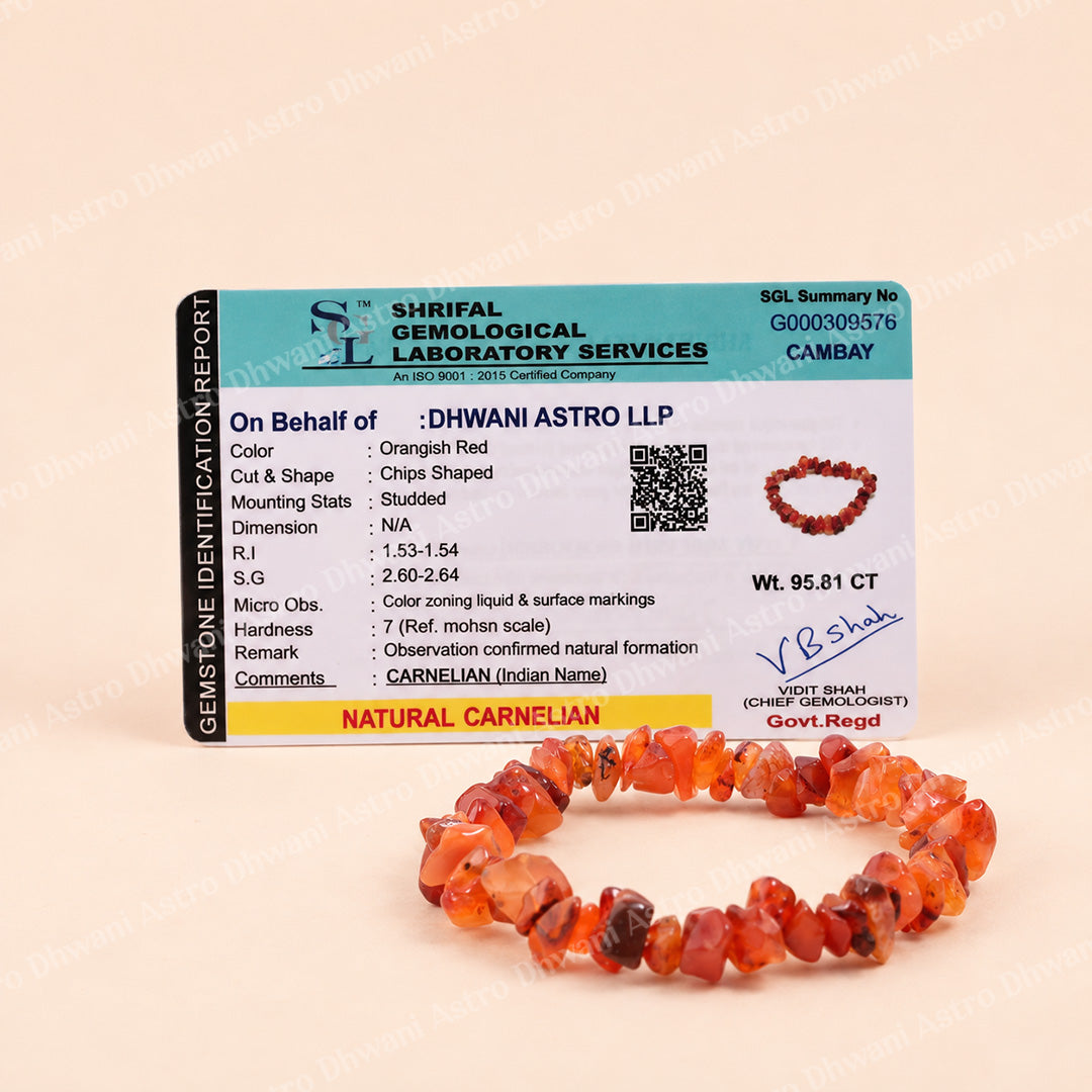 Carnelian Uncut Bracelet Supports In Achieving Goals - Abhimantrit & Certified