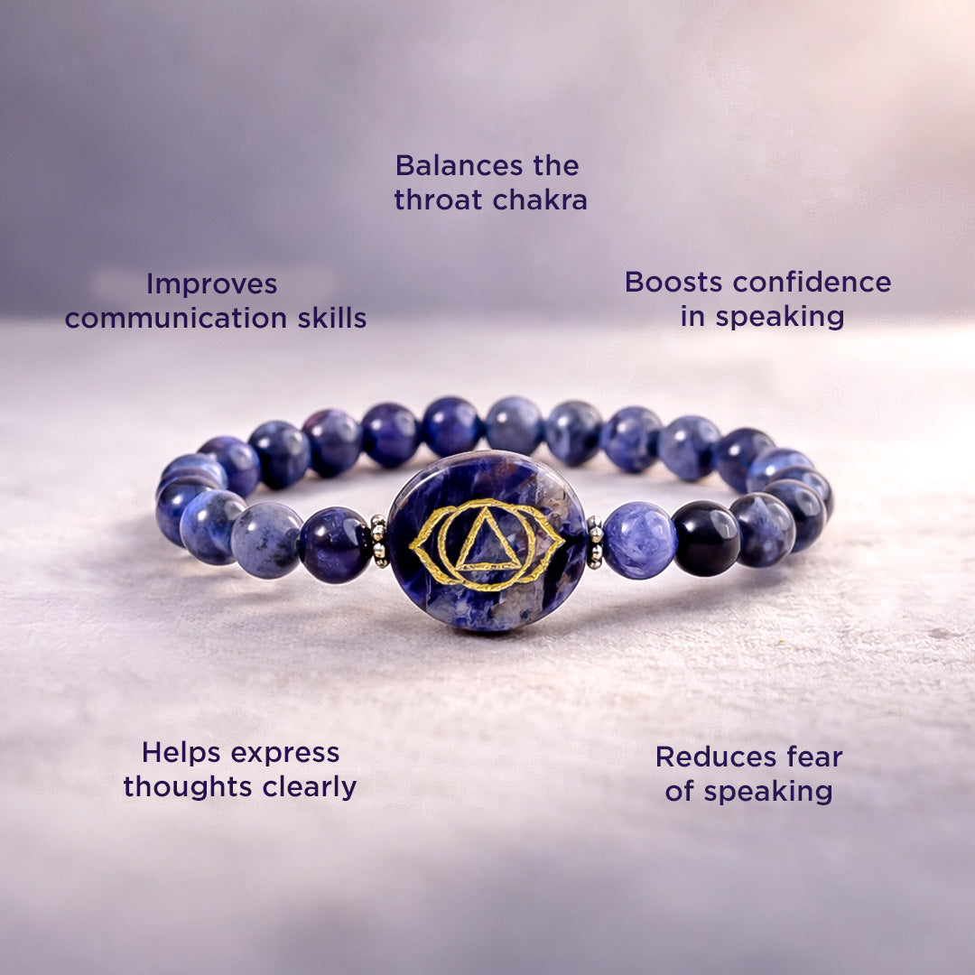 Sodalite Throat Chakra Bracelet - Abhimantrit & Certified