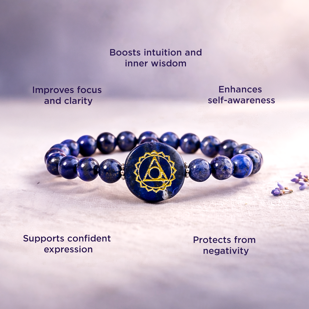 Lapis Lazuli with Third Eye Chakra Bracelet - Abhimantrit & Certified