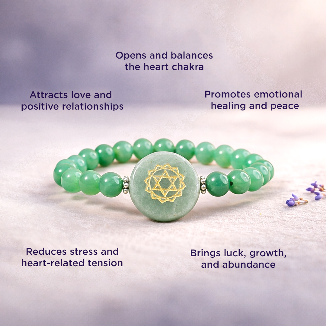 Green Aventurine Heart Chakra Bracelet - Abhimantrit & Certified