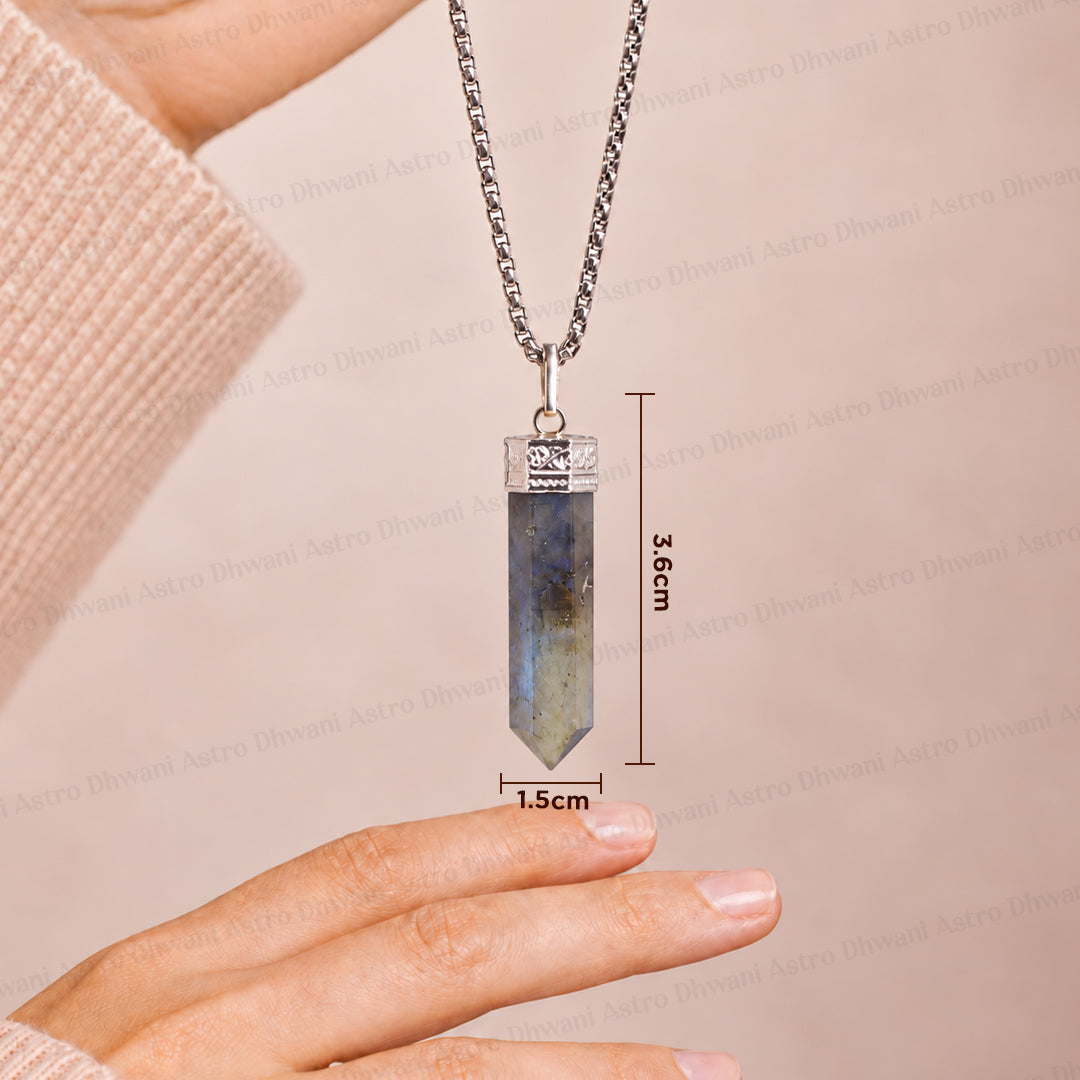 Labradorite Pencil Pendant - Abhimantrit & Certified