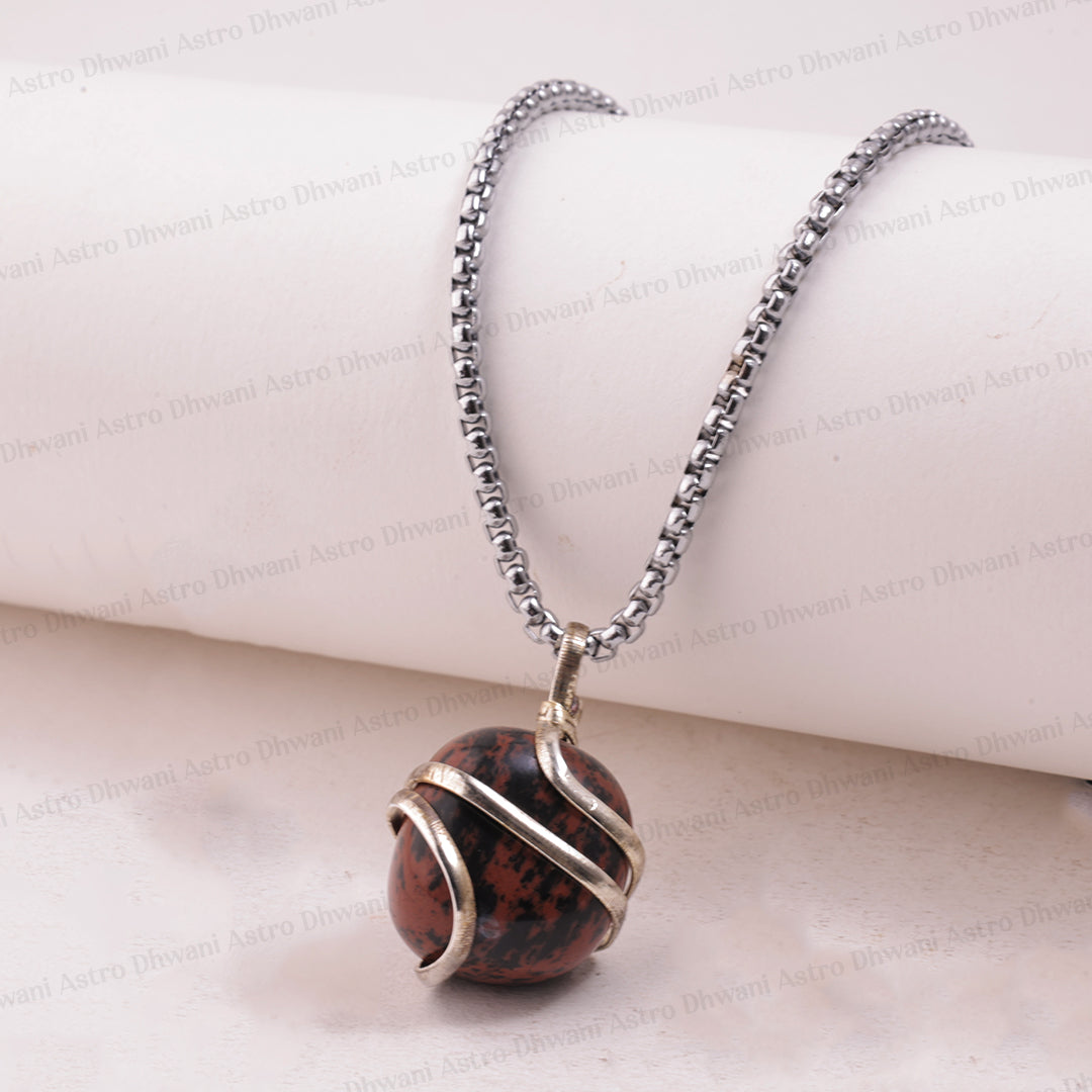 Mahogany Obsidian Wrapping Pendant - Abhimantrit