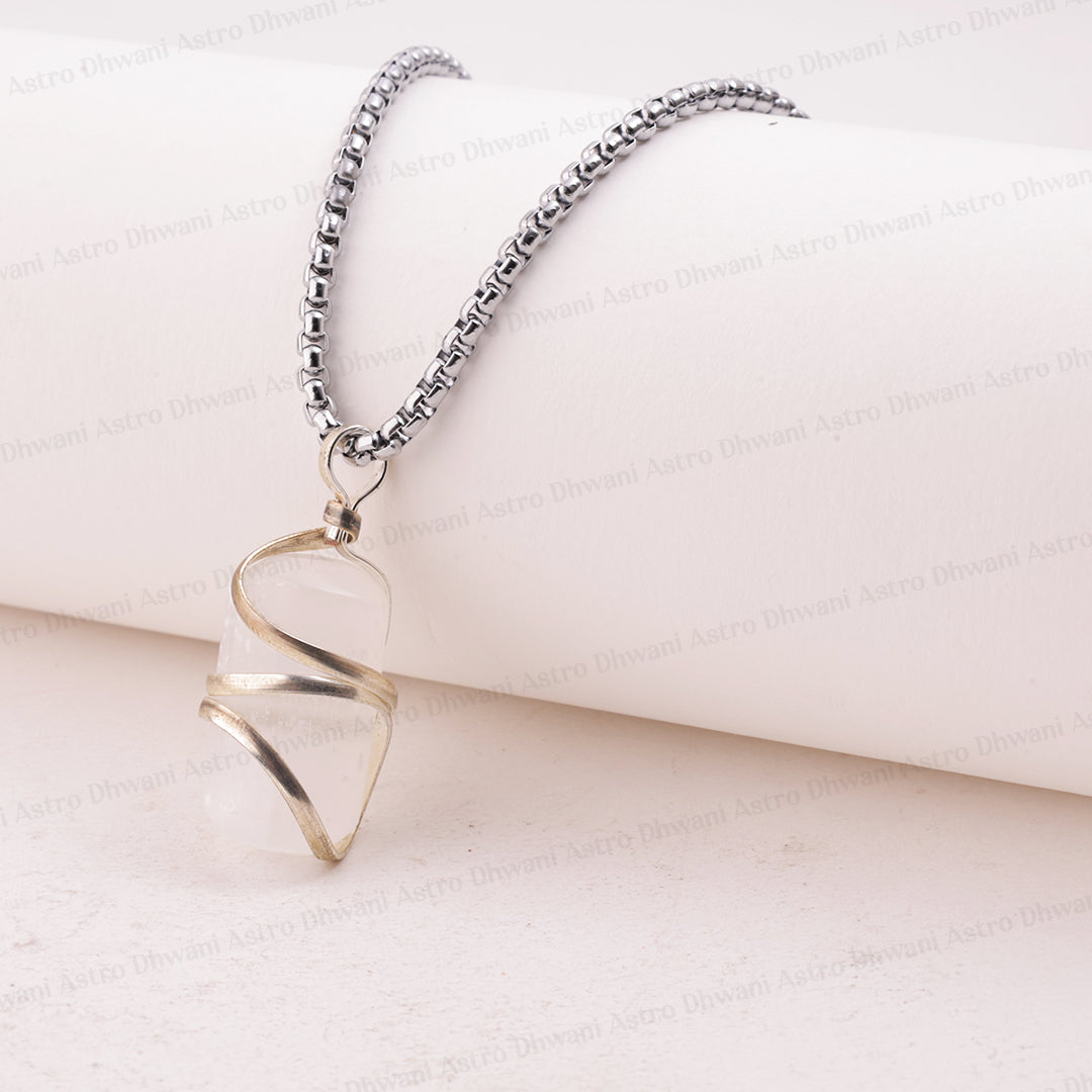 Selenite Wrapping Pendant - Abhimantrit