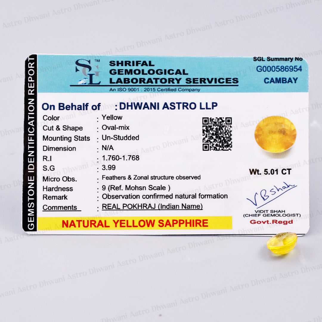 Yellow Sapphire ( Pukhraj )- 5.01 Carat