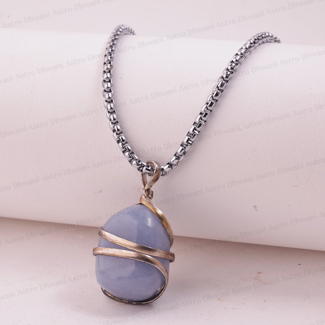 Angelite Wrapping Pendant - Abhimantrit