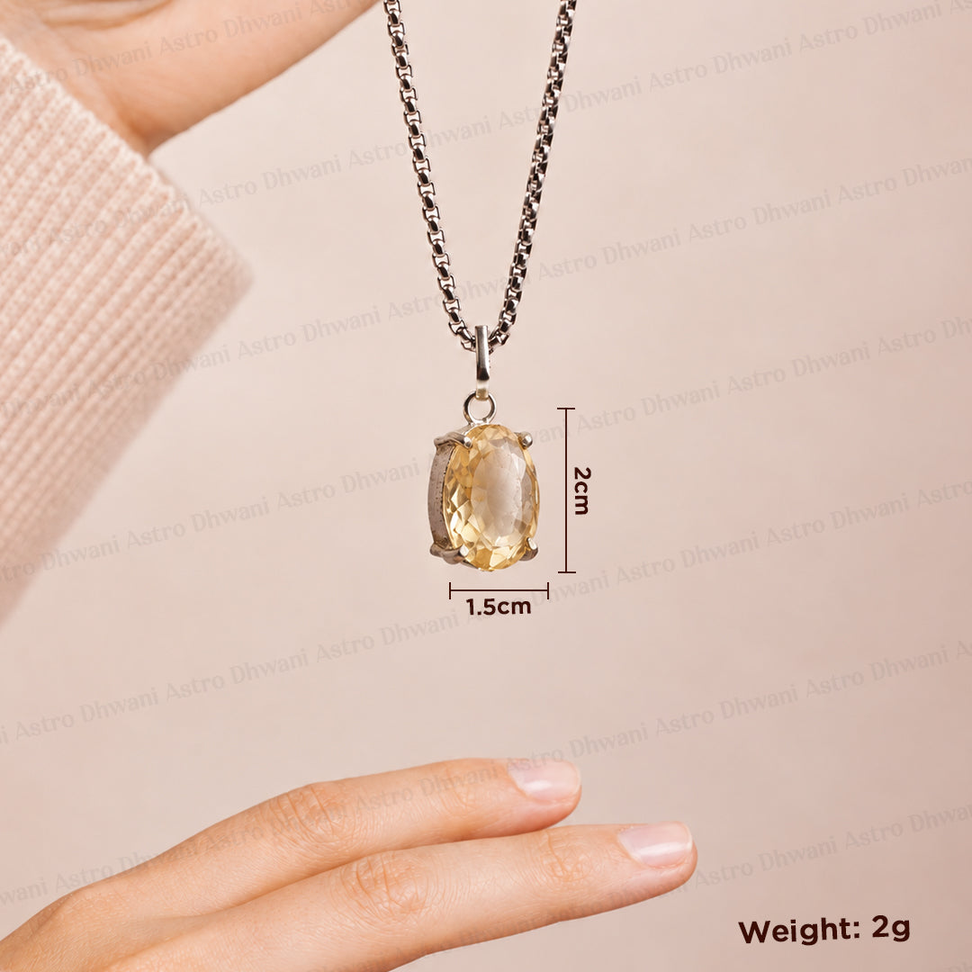 High Financial Status, Success in Job & Profession: Yellow Citrine Crystal Pendant - Abhimantrit & Certified