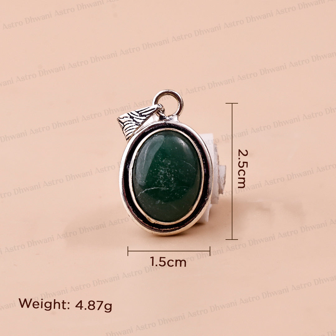 Green Onyx Oval Stone Pendant - Abhimantrit & Certified