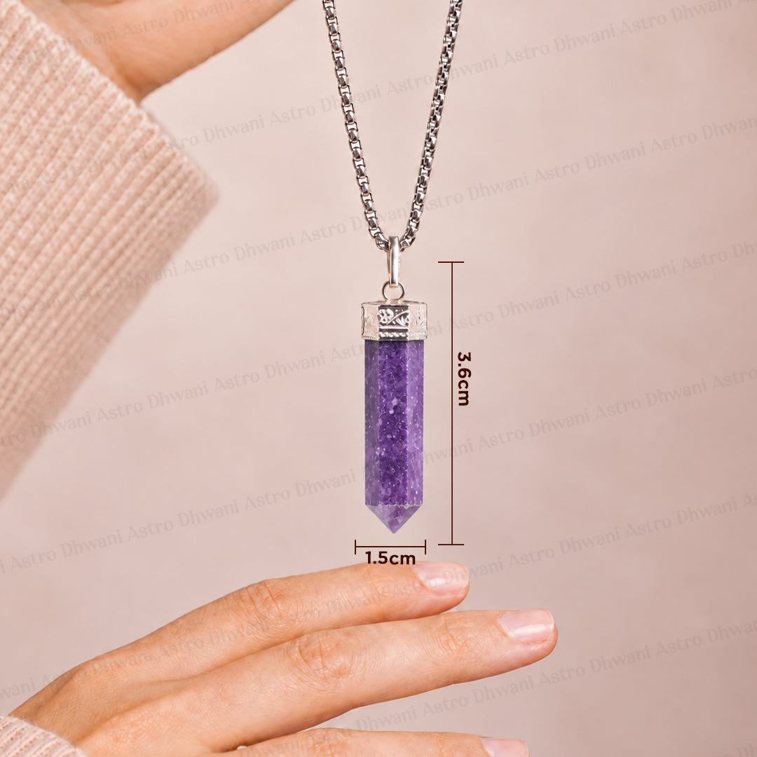 Lepidolite Pencil Pendant - Abhimantrit & Certified