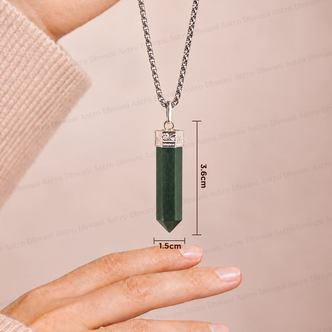 Green Jade Pencil Pendant - Abhimantrit & Certified