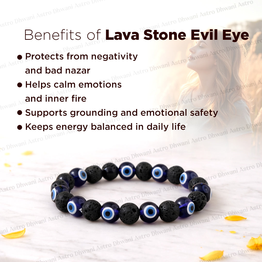 Lava Stone Evil Eye Bracelet - Protection & Energy Healing Bracelet