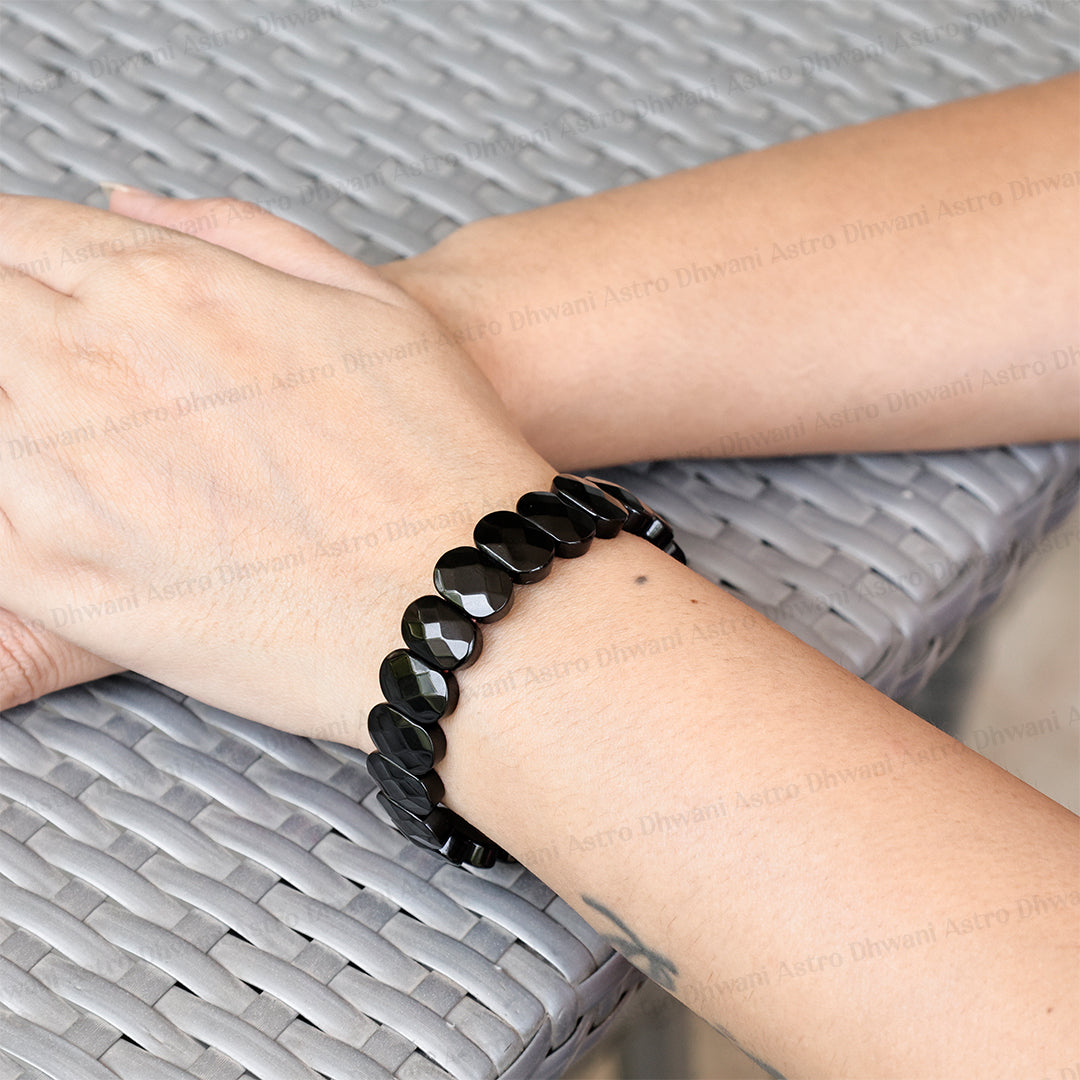 Black Obsidian Emerald Cut Bracelet for Protection & Emotional Release