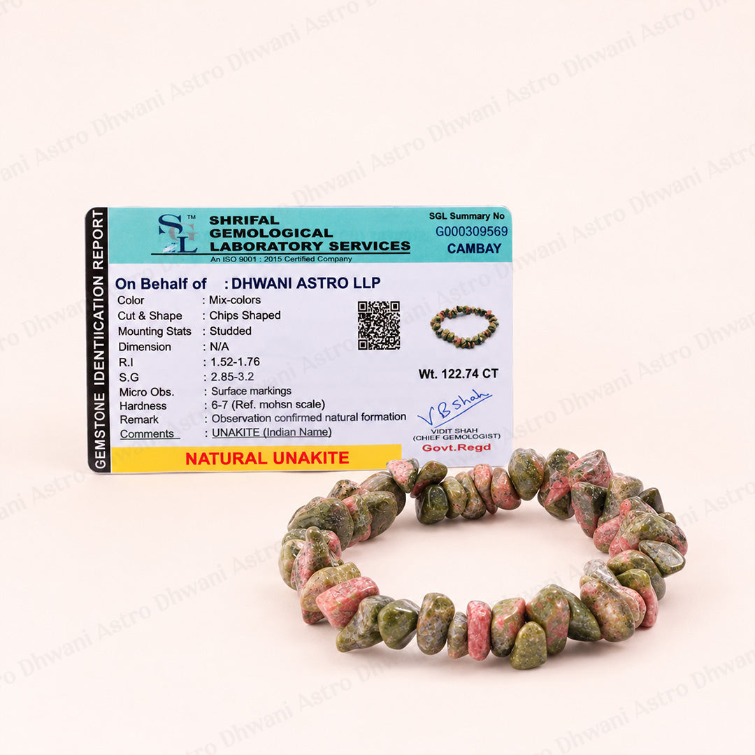 Unakite Uncut Crystal Bracelet - Abhimantrit & Certified