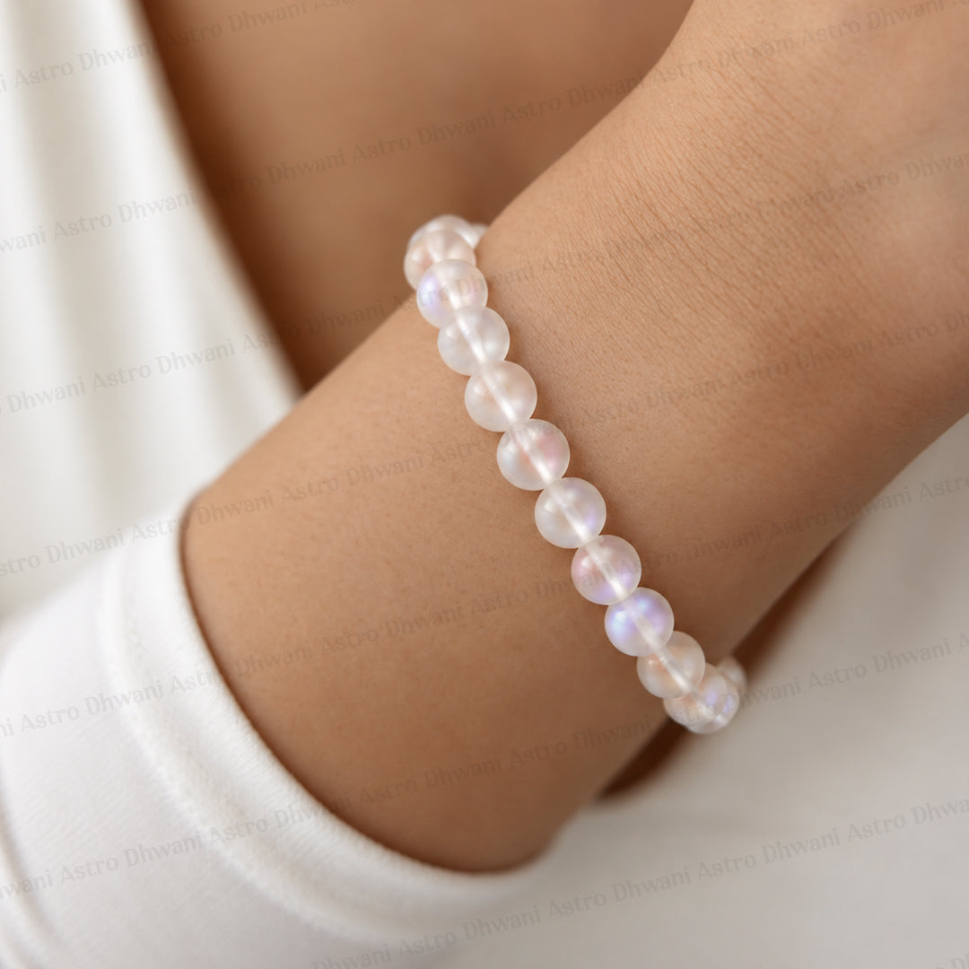 Stress Relief & Energy Balancing: Aura Quartz Bracelet - Abhimantrit & Certified