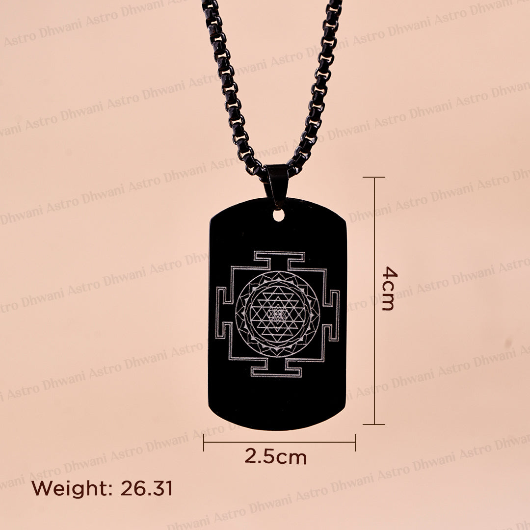 Black Shree Yantra: Blessing & Protection Pendant - Abhimantrit