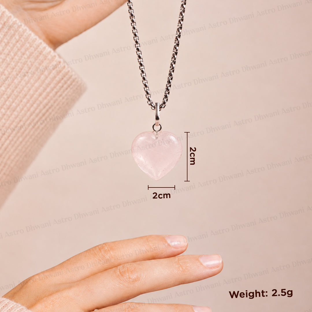 Original Rose Quartz Heart Pendant  - Abhimantrit & Certified