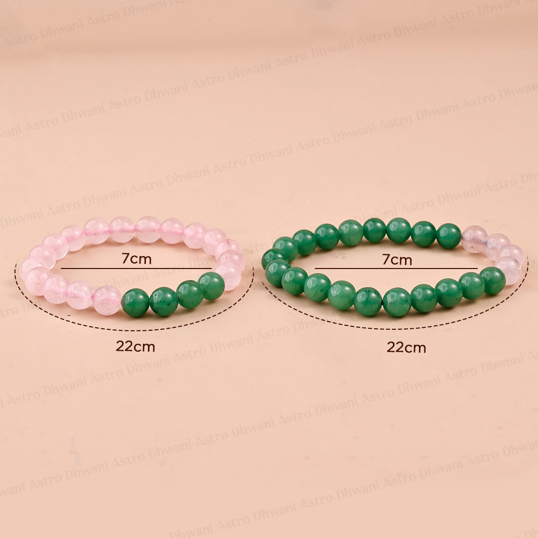Grow Together Couple Combo Bracelet (Rose Quartz & Green Aventurine Bracelet) - Abhimantrit & Certified