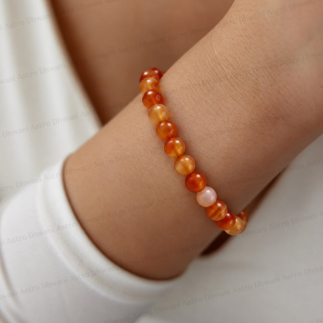 Carnelian Bracelet For Mangal Sun Strength Abhimantrit