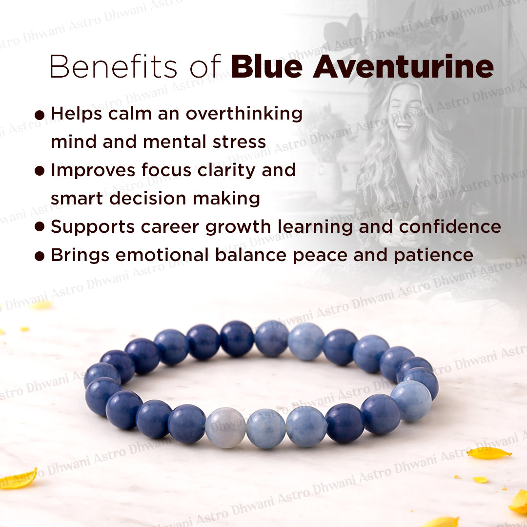 Improve Good Communication Skills: Blue Aventurine Bracelet - Abhimantrit & Certified