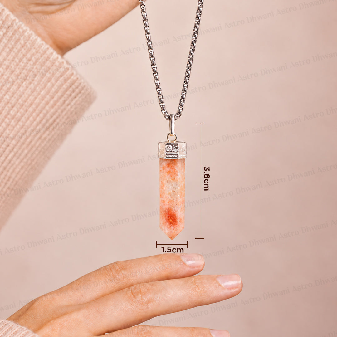 Sunstone Pencil Pendant - Abhimantrit & Certified