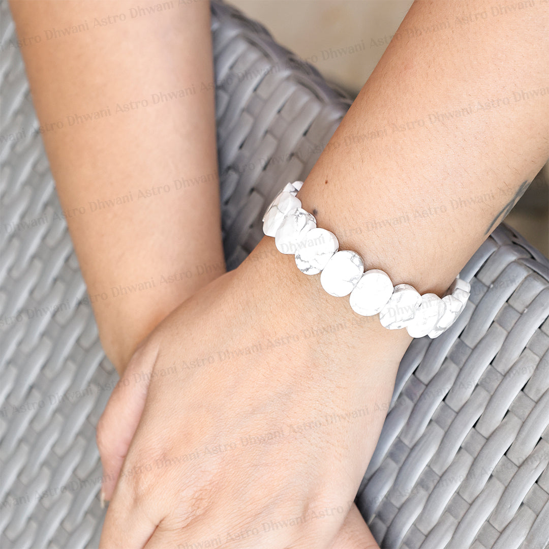 Howlite Emerald Cut Bracelet – Calm Mind, Emotional Balance & Inner Pe