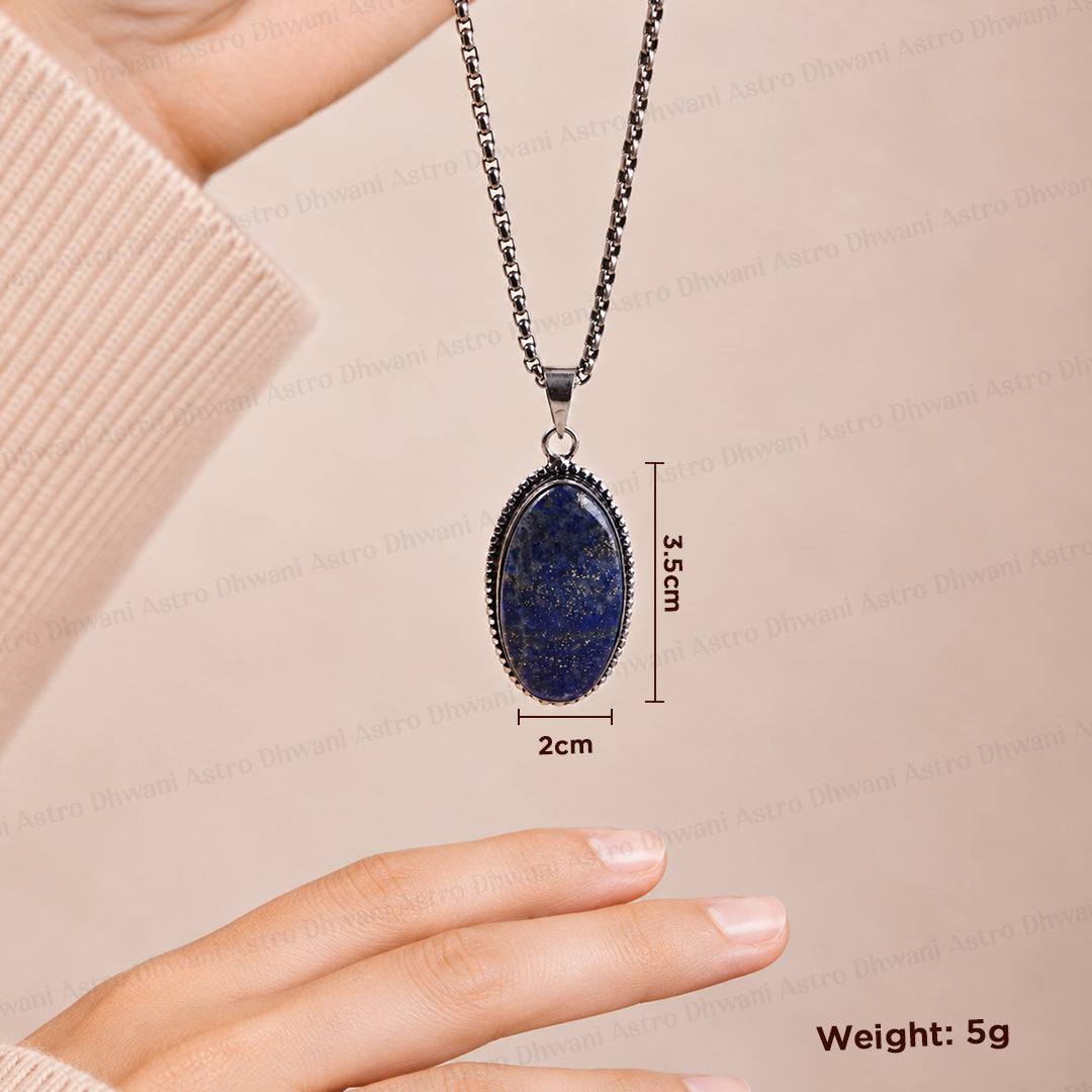 Lapis Lazuli Oval Stone Pendant - Abhimantrit & Certified