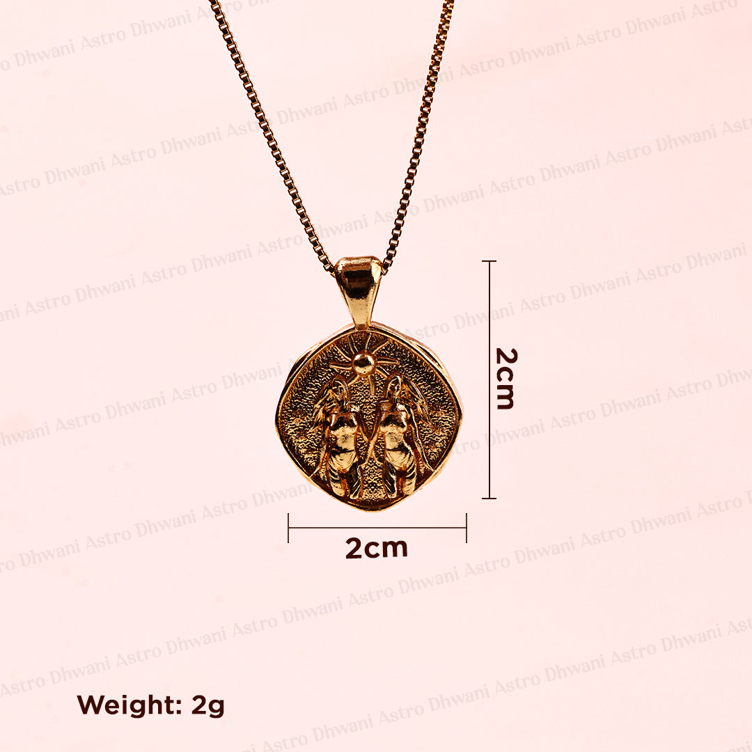 Gemini Zodiac Sign Gold Plated Pendant for Men & Women