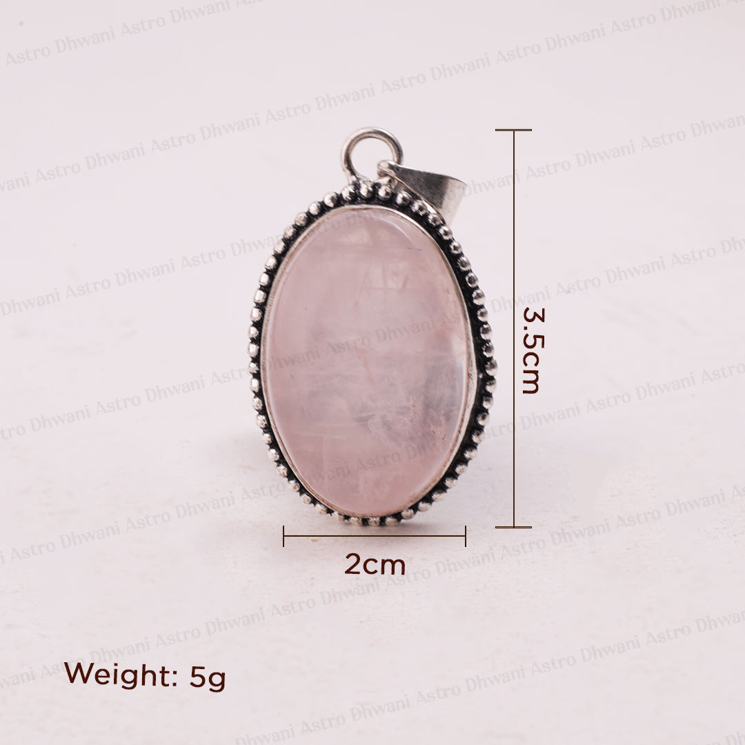 Rose Quartz Oval Stone Pendant - Abhimantrit & Certified