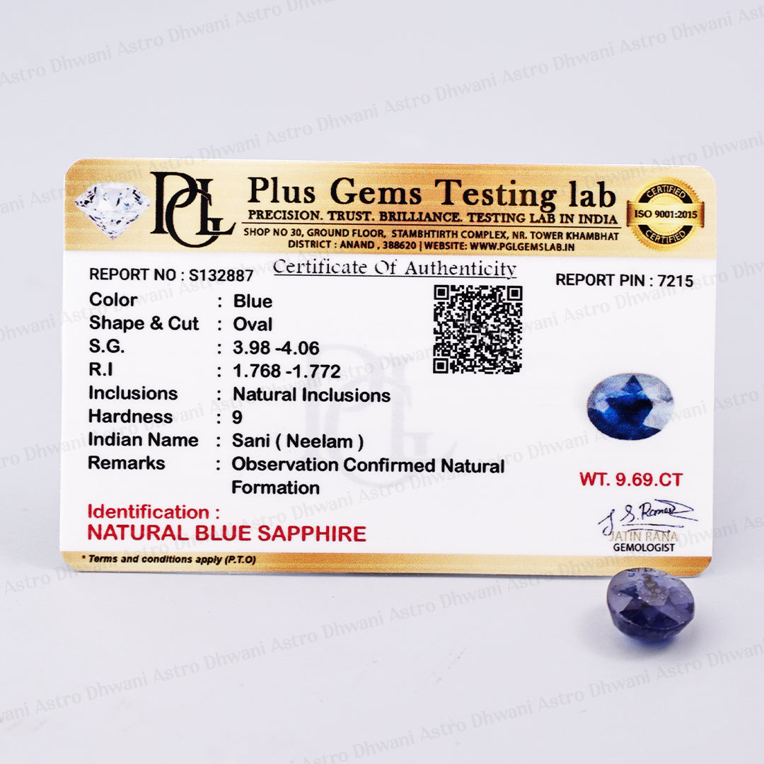 Blue Sapphire (Neelam) 9.69 Carat