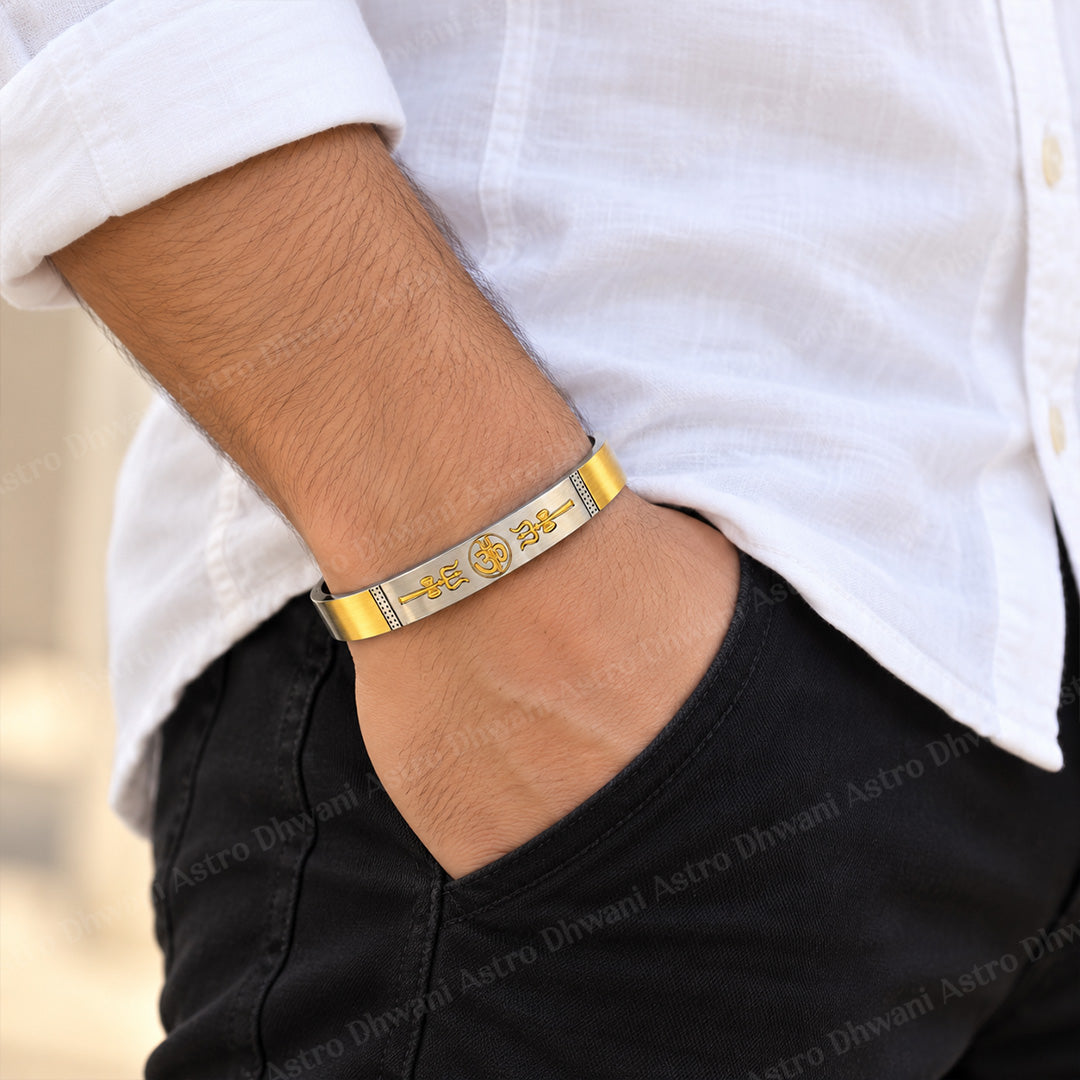 Om Trishul Kada (IGP Gold & Silver Plating) - Abhimantrit