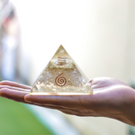 Selenite Pyramid with Shri Yantra