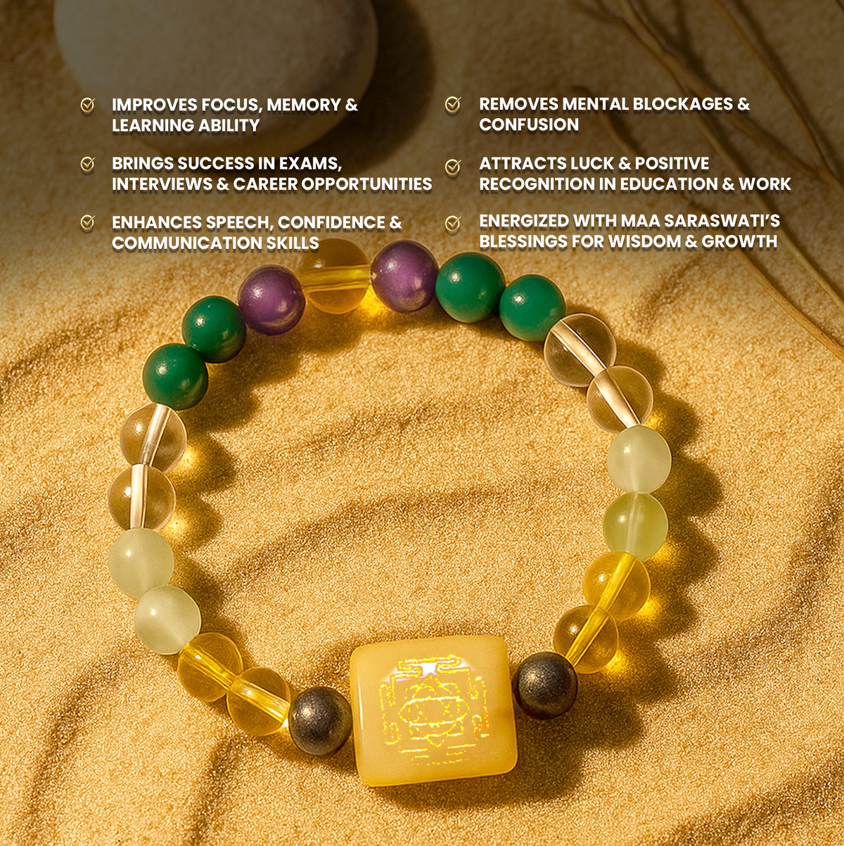 Saraswati Yantra Bracelet for Education, Job & Interview Success
