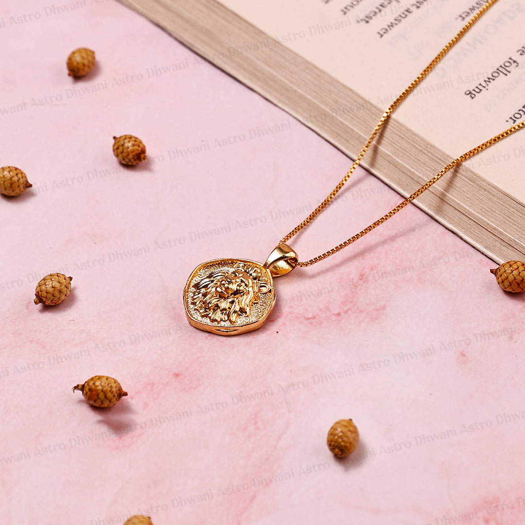 Leo Zodiac Sign Gold Plated Pendant for Men & Women