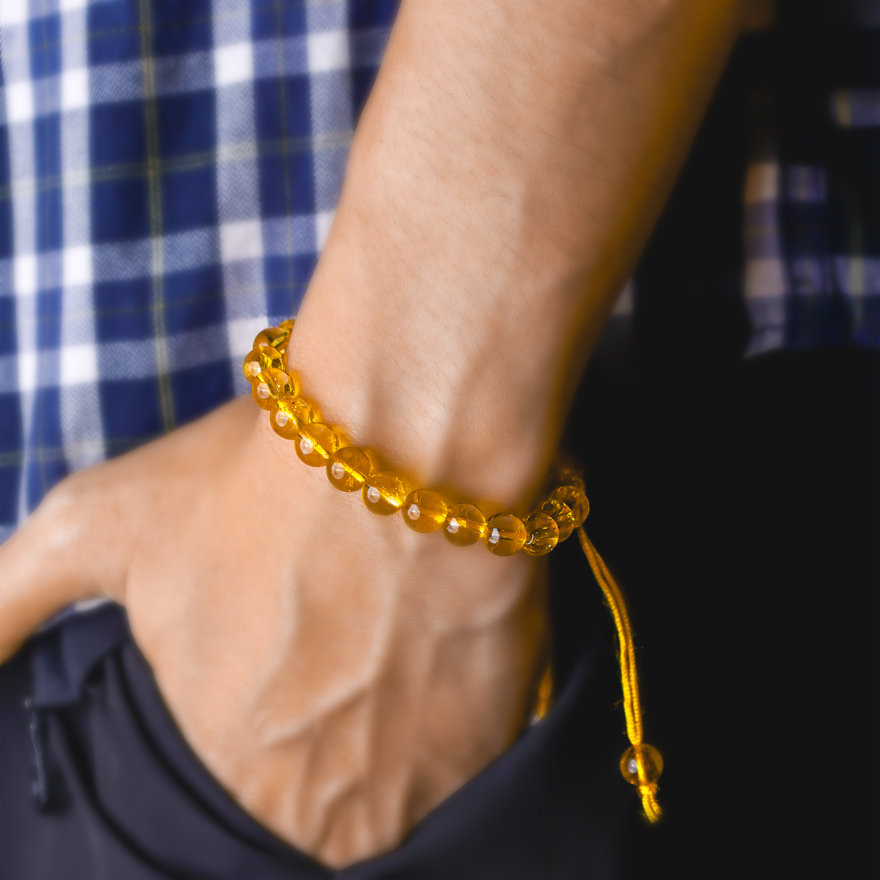 High Financial Status, Success in Job & Profession: Yellow Citrine Thread Bracelet - Abhimantrit & Certified