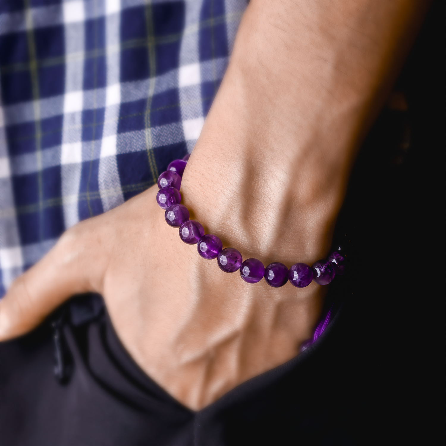Attract Luck, Enhance Intuition, Improve Health & Skin: Amethyst Thread Bracelet - Abhimantrit & Certified