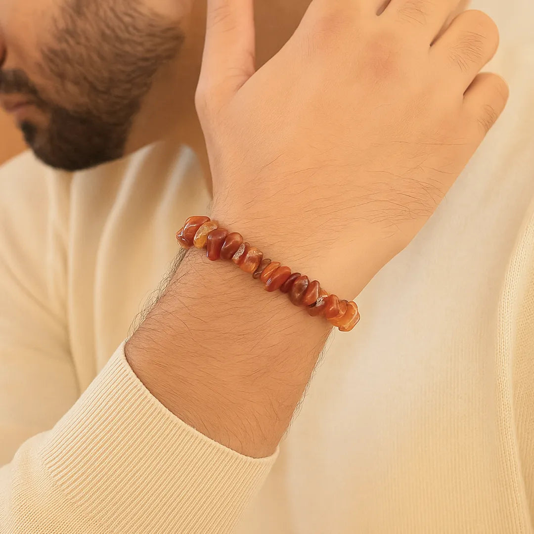 Helps Purify Blood, Lungs, Liver and Heart: Carnelian Uncut Bracelet