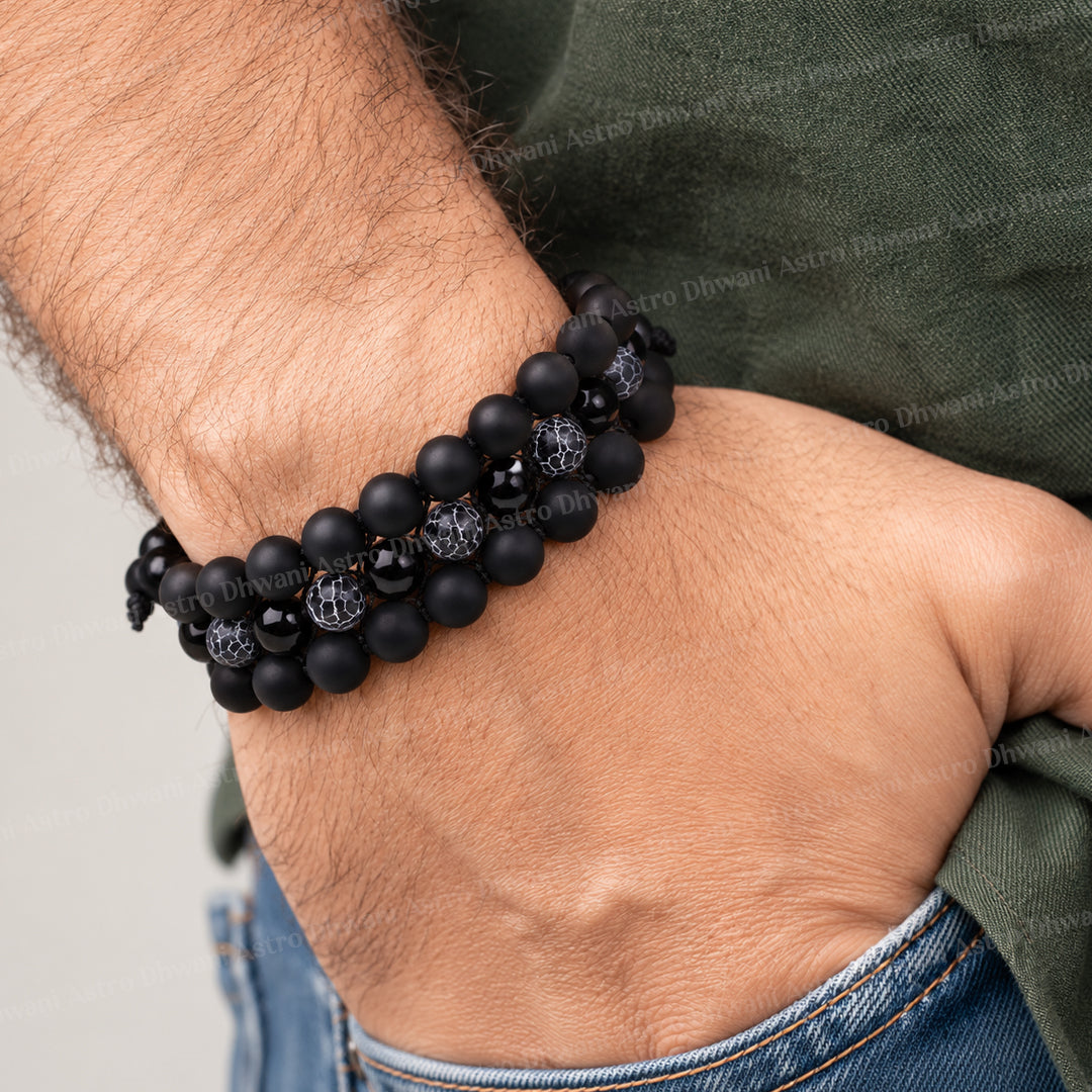 Negative and Evil Protection: Black Onyx Bracelet - Abhimantrit & Certified
