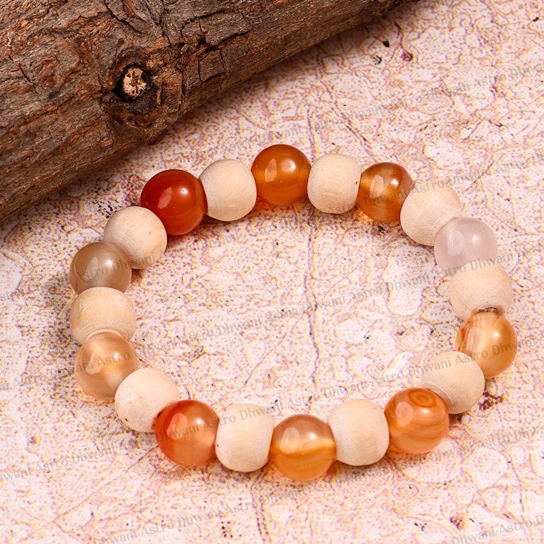 Carnelian Tulsi Bracelet - Abhimantrit & Certified