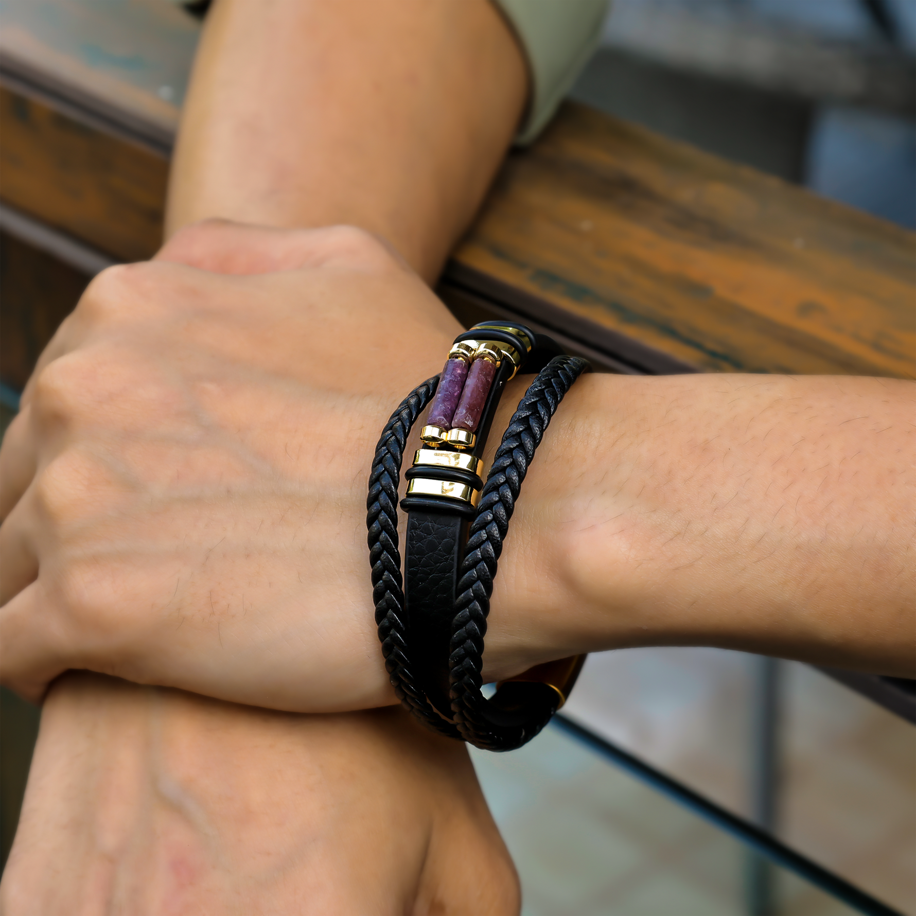 Amethyst Leather Bracelet Amethyst Leather Bracelet