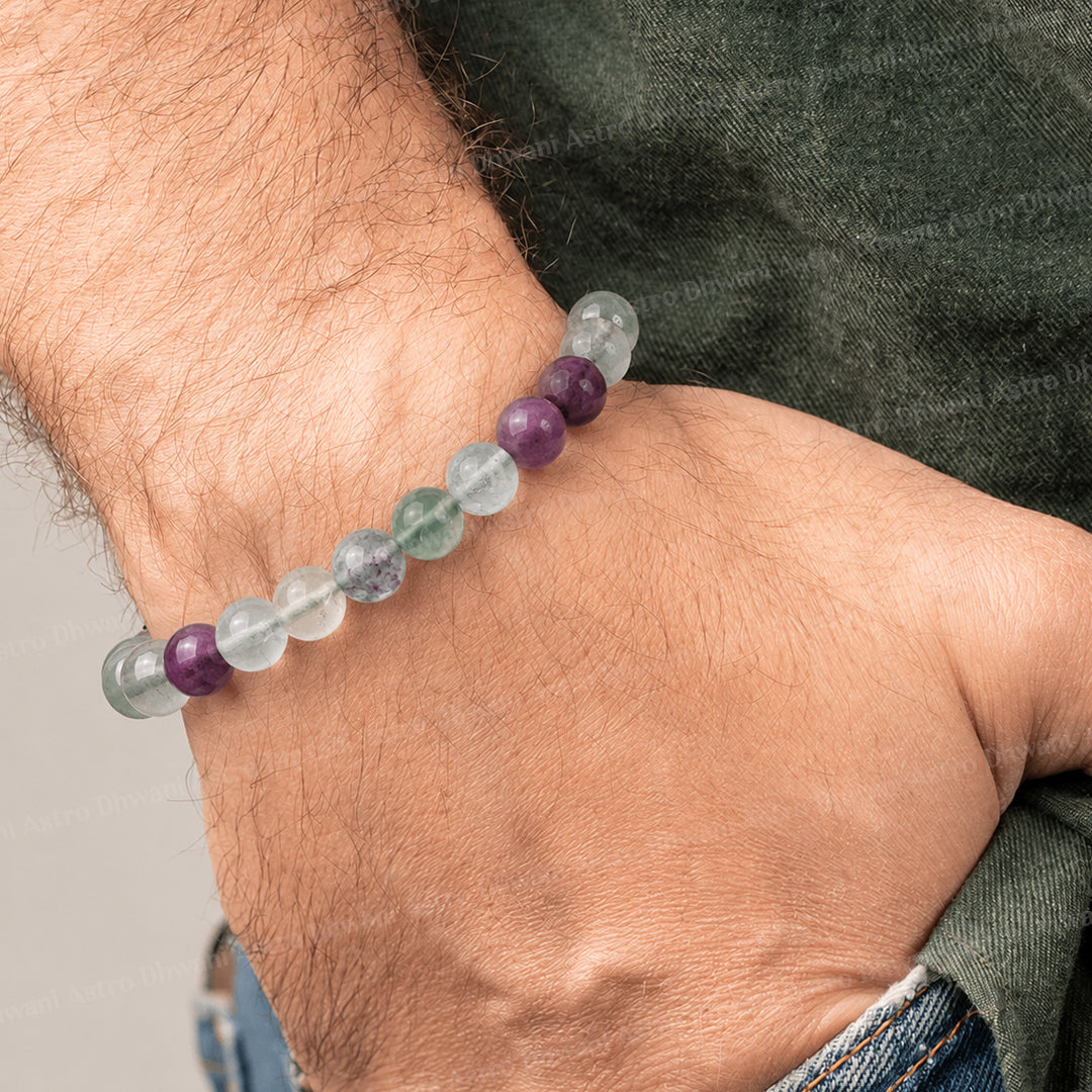 Mental Clarity & Focus: Multi Fluorite Bracelet - Abhimantrit & Certified
