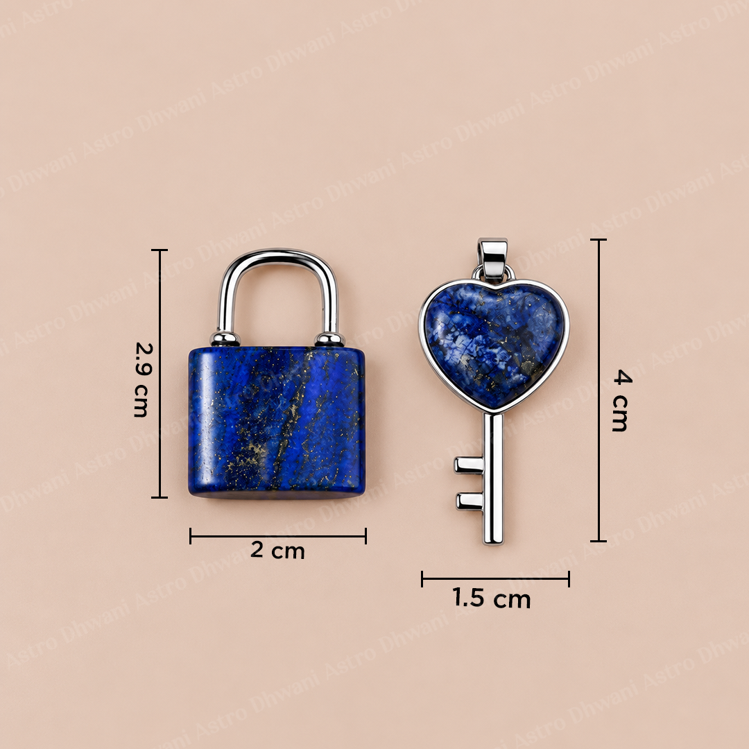 Lapis Lazuli Lock And Key Pendant -Abhimantrit & Certified