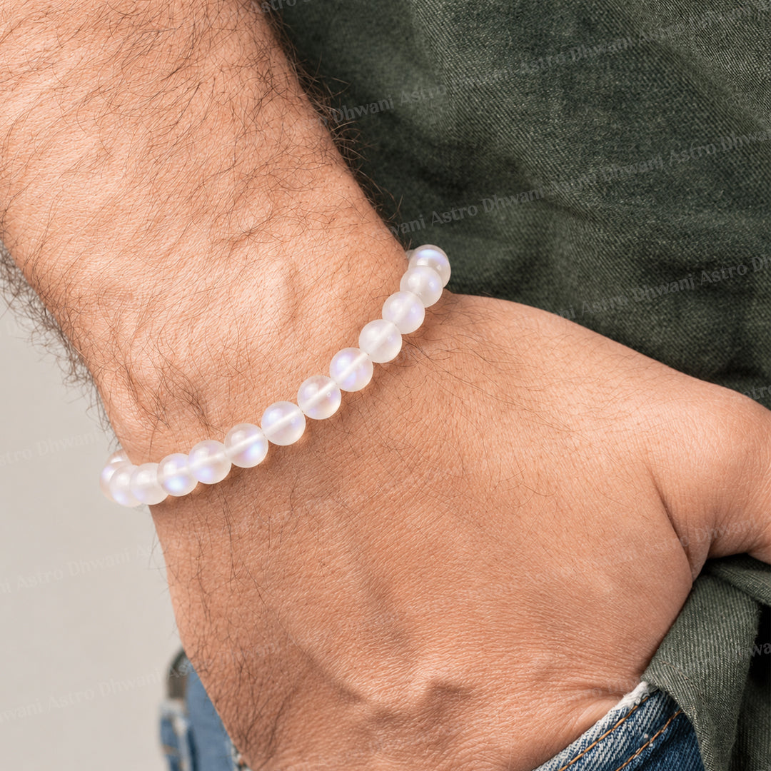Stress Relief & Energy Balancing: Aura Quartz Bracelet - Abhimantrit & Certified